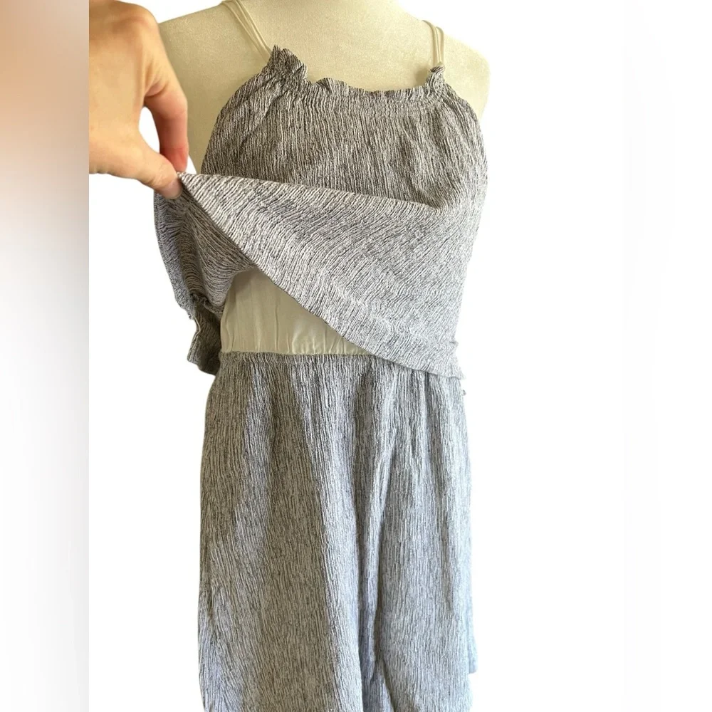 MADEWELL Linen Cotton Dream Drift Overlay Slip Dress Size 6 C5933 in Stripe